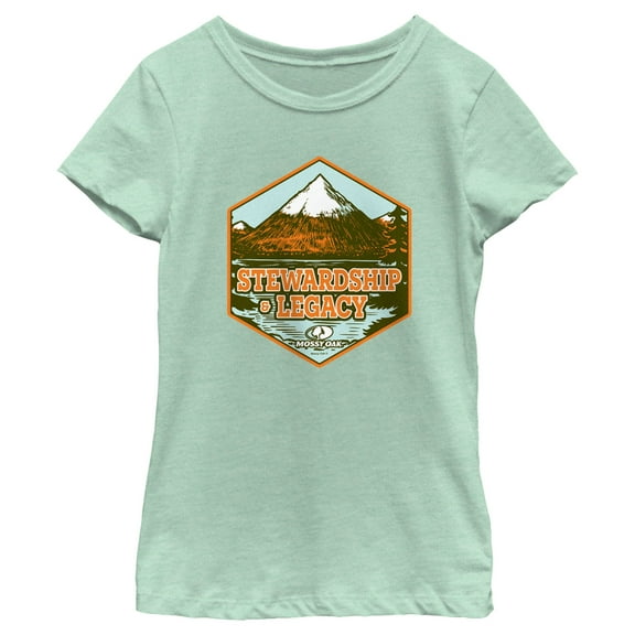 Girl's Mossy Oak Stewardship & Legacy Graphic Tee Mint Large