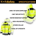 thumbnail image 5 of KwikSafety (Charlotte, NC) GALAXY SoftShell Safety Jacket (LIMITED EDITION PATTERN) Class 3 Hi Visibility Water Resistant ANSI OSHA Reflective Hoodie Winter Construction Gear Men | Yellow Large, 5 of 6