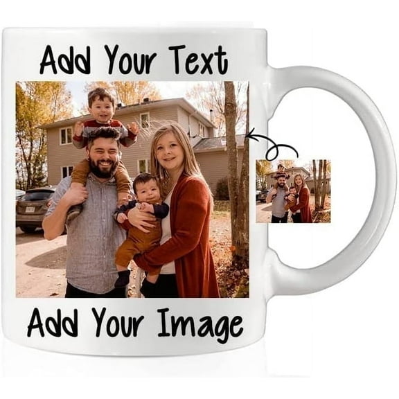 Custom Mug with Picture, Personalized Add Your Custom Text and Photo Coffee Mug White Ceramic 11 Oz, Customizable Birthday Christmas Gift for Him, Her, Husband, Wife, Men, Women
