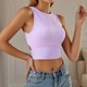 thumbnail image 2 of Camiseta sin mangas de punto acanalado para mujer: lazo en la espalda, diseño corto, espalda sexy, ropa informal., 2 of 5