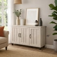 thumbnail image 6 of Benjara 45" 3 Door Sideboard Cabinet- 6 Shelves- 3 Door Handles- Ivory Gray, 6 of 7