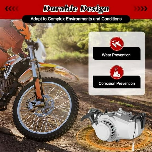 49CC 2 Stroke Mini Bike Engine Single Cylinder Pull Start Mini Engine Motor Kit Air Cooled Engine for Pocket Bike, Mini Dirt Bike, ATV, Scooter, Most Mini Dirt Bikes