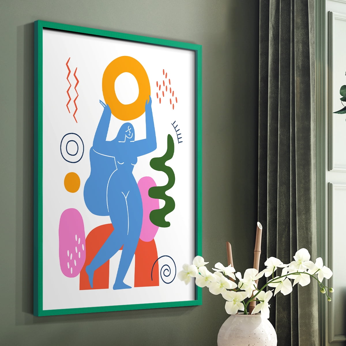 Matisse CDLVII in Green Solid Wood Framed Print No Nail Hanging