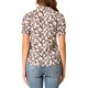thumbnail image 3 of Blusa floral de manga corta con cuello atado y volantes para mujer Inspire Chic, color marrón, talla XS, 3 of 7