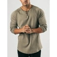 thumbnail image 2 of KelaJuan Men's Spring Autumn Casual T-shirt Solid Color Long Sleeve Crewneck Button Down Shirt Tops, 2 of 6
