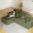 thumbnail image 5 of Wiilayok 110" L-Shape Cloud Sectional Couch with Oversized Chaise,Modern Modular Sofa with Cup Holder and Side Pouch,Comfy Boneless Upholstered Couches for Living Room,Olive Green, 5 of 8