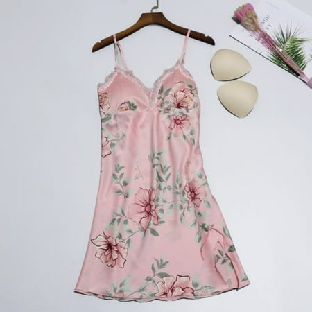 

Women Lace Patchwork Print Robe Dress Babydoll Nightdress Nightgown Sleepwear