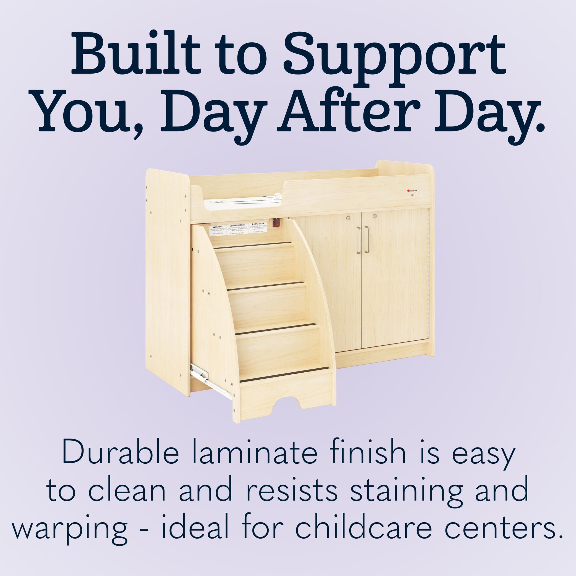 SafeStep Changing Table with Left Stairs - Durable Wood Changing Table for Childcare