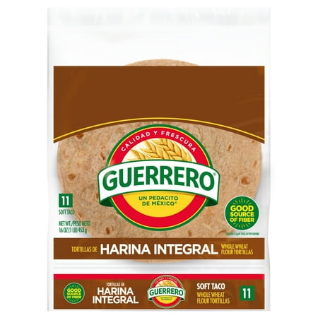 Guerrero Whole Wheat Flour Tortillas, Soft Taco Size, 11 Count