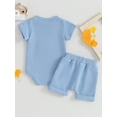 thumbnail image 5 of Musuos Baby Boy Summer Clothes 3 6 9 12M Solid Color Waffle Short Sleeve Button Romper with Shorts 2Pcs Outfit, 5 of 10