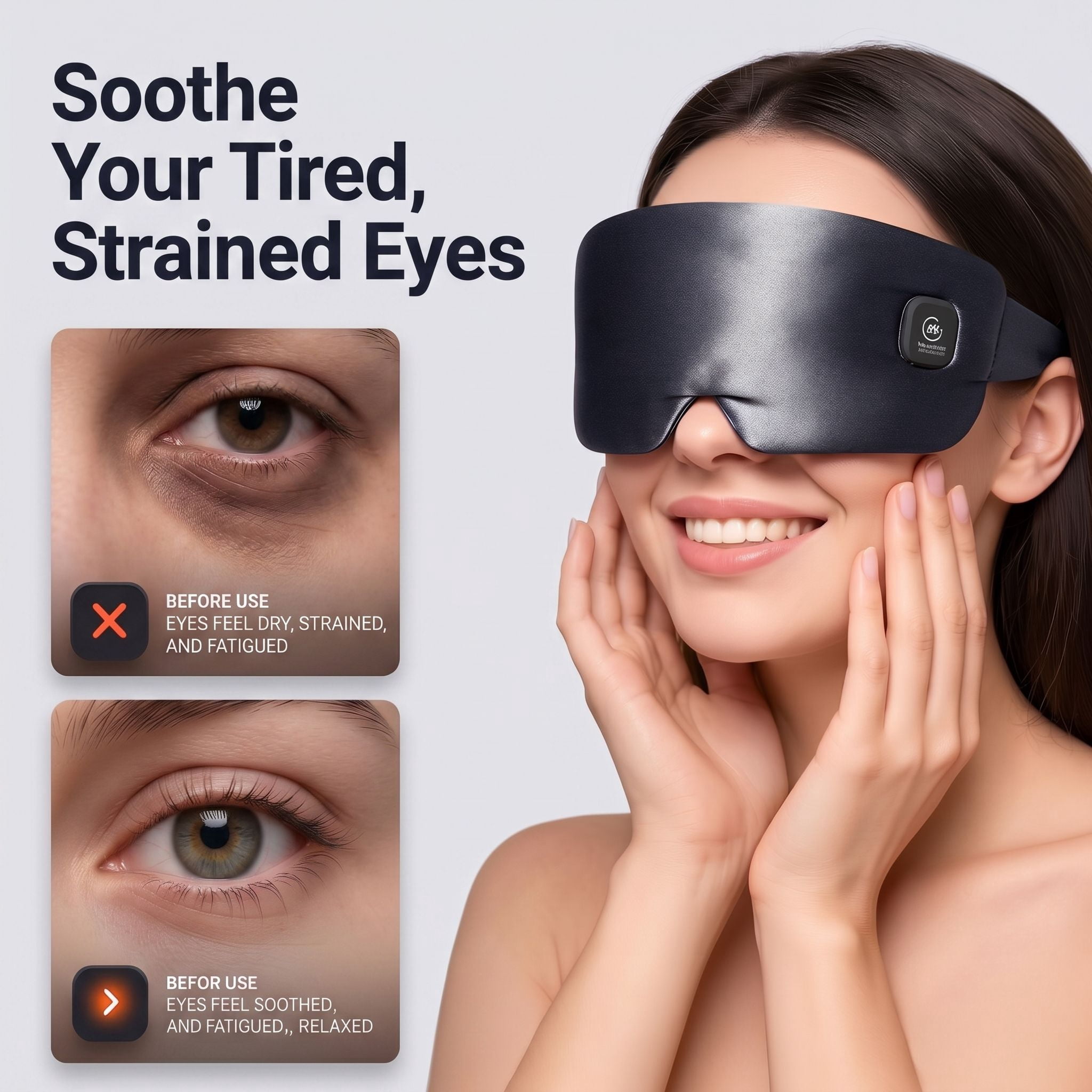 FACEMOON Silk Heated Eye Mask Cordless Comfort for Dry Eyes Warm Moist Heat Therapy Washable Blue