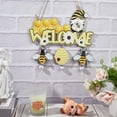 thumbnail image 4 of Bee Wood Hanging Welcome Sign Front Door Decor Yellow Welcome Sign Rustic Outdoor Ornaments with Jute Rope Iron Bell for Farmhouse Porch Garden Decoration Housewarming Gift 8.7 x 8.5inch, 4 of 6