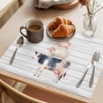 thumbnail image 3 of Farmhouse Animals Placemats Set of 8 Country Cow Pig Wooden Grain Place Mats Indoor Wipeable Table Mats Washable Cloth Dining Table Placemats for Kitchen Holiday Party Home Decor 13x19 Inch, 3 of 9