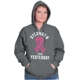 thumbnail image 5 of Stronger Than Yesterday Breast Cancer Zip Hoodie Sweatshirt Women Brisco Brands L, 5 of 6