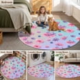 thumbnail image 5 of Spring Floral Round Area Rug 3Ft Washable Small Circle Rugs for Kitchen Entryway, Purple Pink Blue Flower Summer Botanical Non-Slip Carpet Floor Mats Indoor Outdoor Carpet Runner Aesthetic Home Decor, 5 of 8