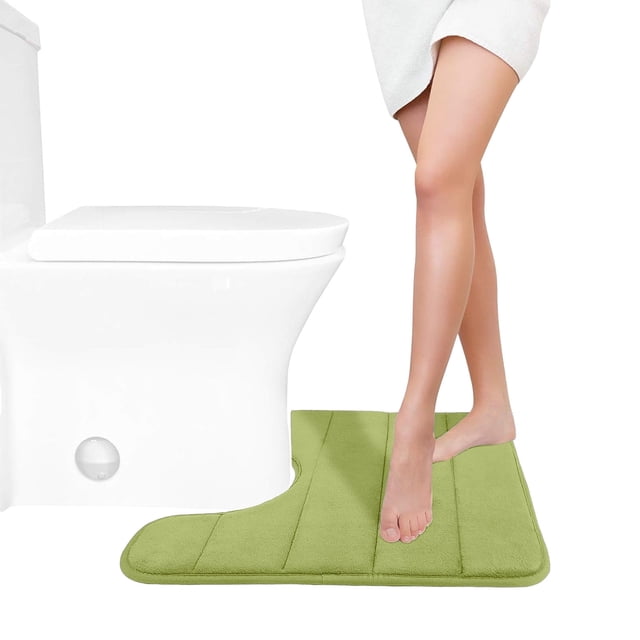 Alfombrilla de baño de espuma viscoelástica Kraoden en forma de U, suave, cómoda, de secado rápido, antideslizante, gruesa, lavable a máquina, fácil de secar.