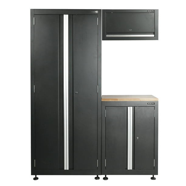 Workpro 3 Piece Lockable 4 Shelf Garage, Coleman Garage Cabinets Replacement Parts