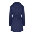 thumbnail image 3 of Xunlbb Coat Rain Jacket Women's Long-sleeved Hooded Zipper Tie Solid Color Coat Jacket,S-2XL, 3 of 4