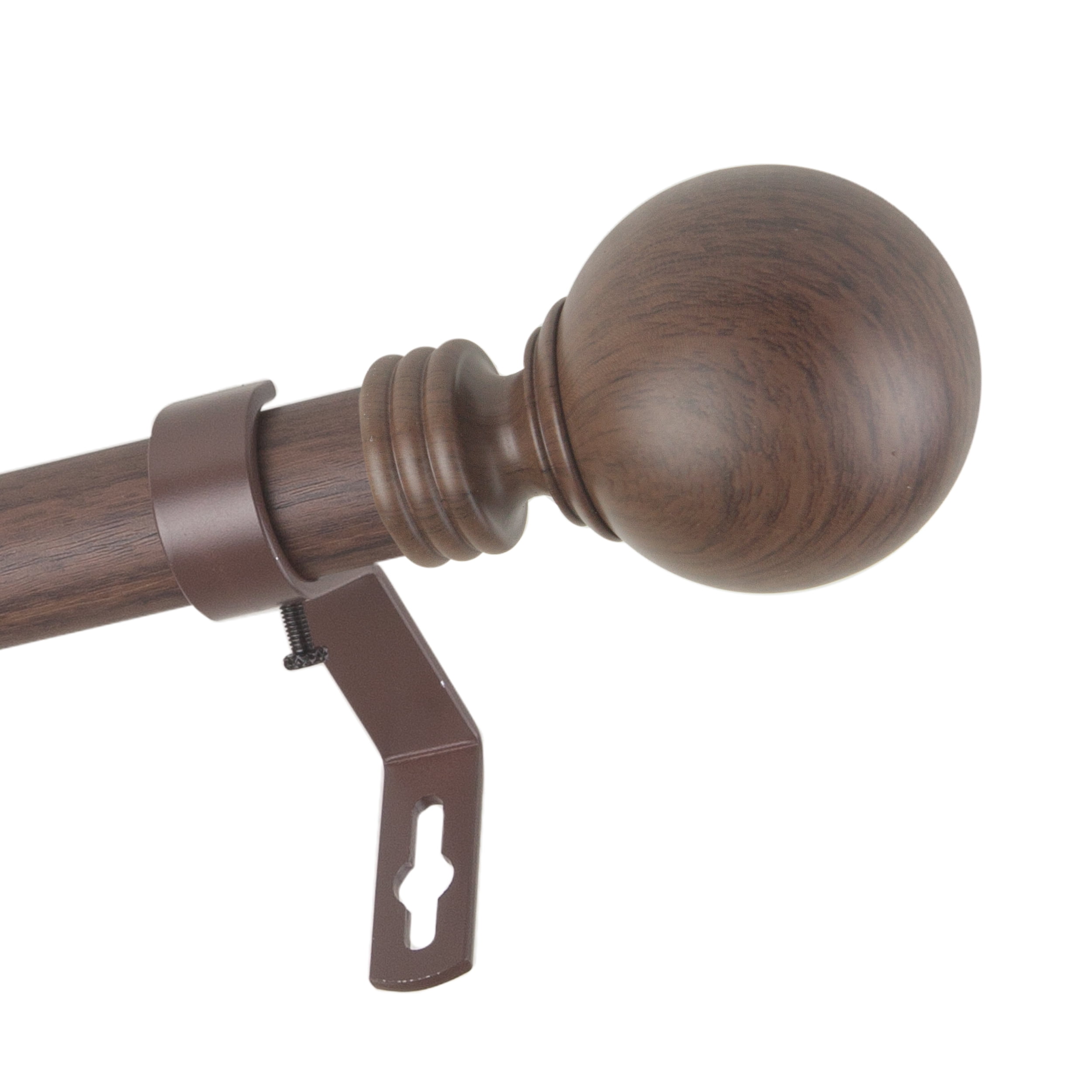1" Dia Faux Wood Curtain Rod 66-120 inch with Amirah Finials - Dark Walnut