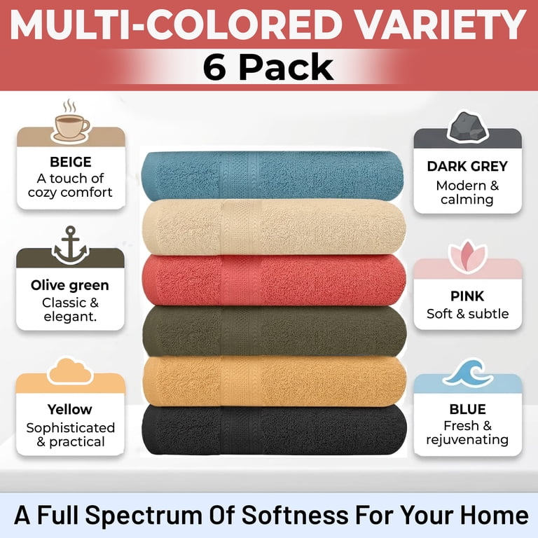 Springfield 6 Pack Cotton Bath Towels and Washcloths, Extra