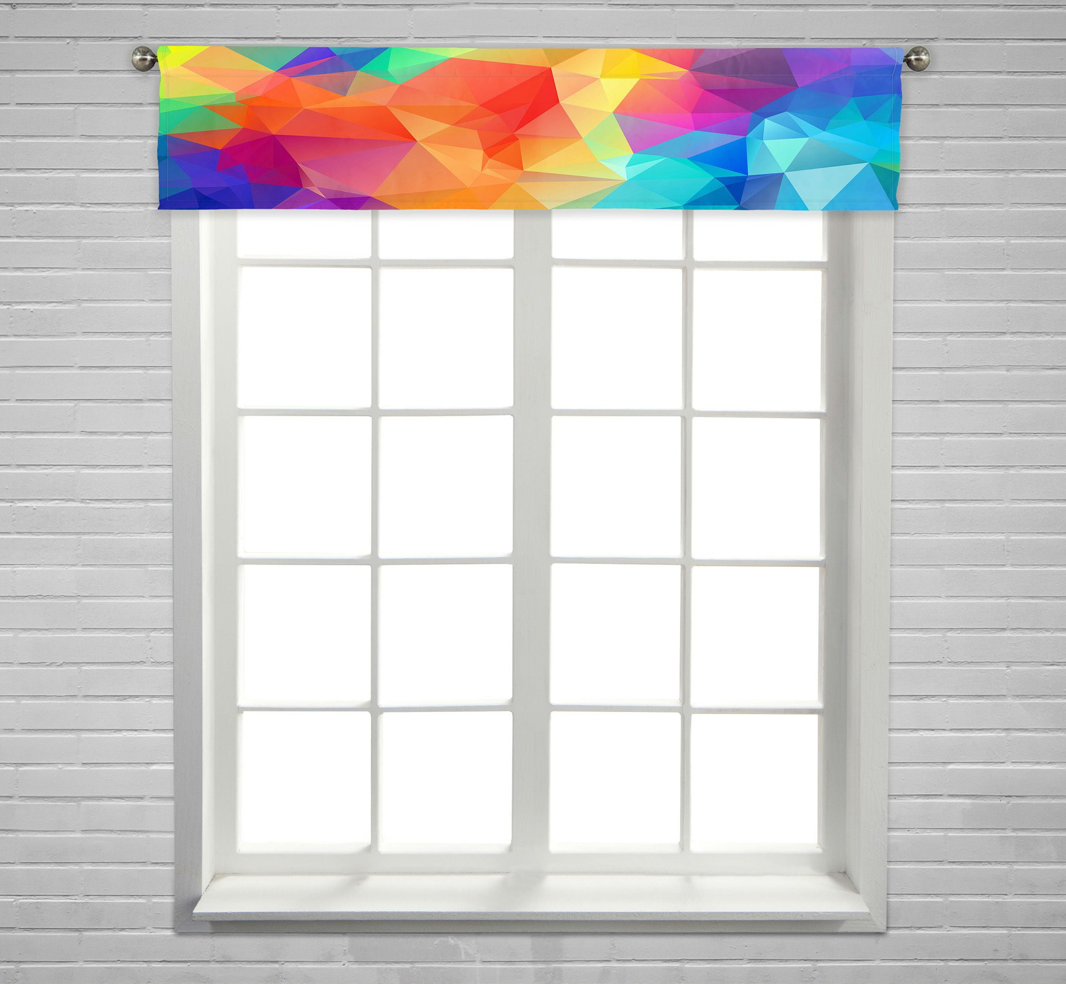 ABPHQTO Abstract Geometric Full Color Window Curtain Valance Rod Pocket