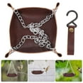 thumbnail image 3 of Guiexla Hanging Bird Feeder, Outdoor Hummingbird Feeders, Faux Leather Feeding Tray, Metal Mesh Attracting Wild Birds Square Platform, 3 of 8