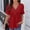 Red, variant on Women's Summer Lace Trim Button V Neck Short Sleeve Top, Slim Fit Casual Lightweight Elegant Blouse Tee Green XL