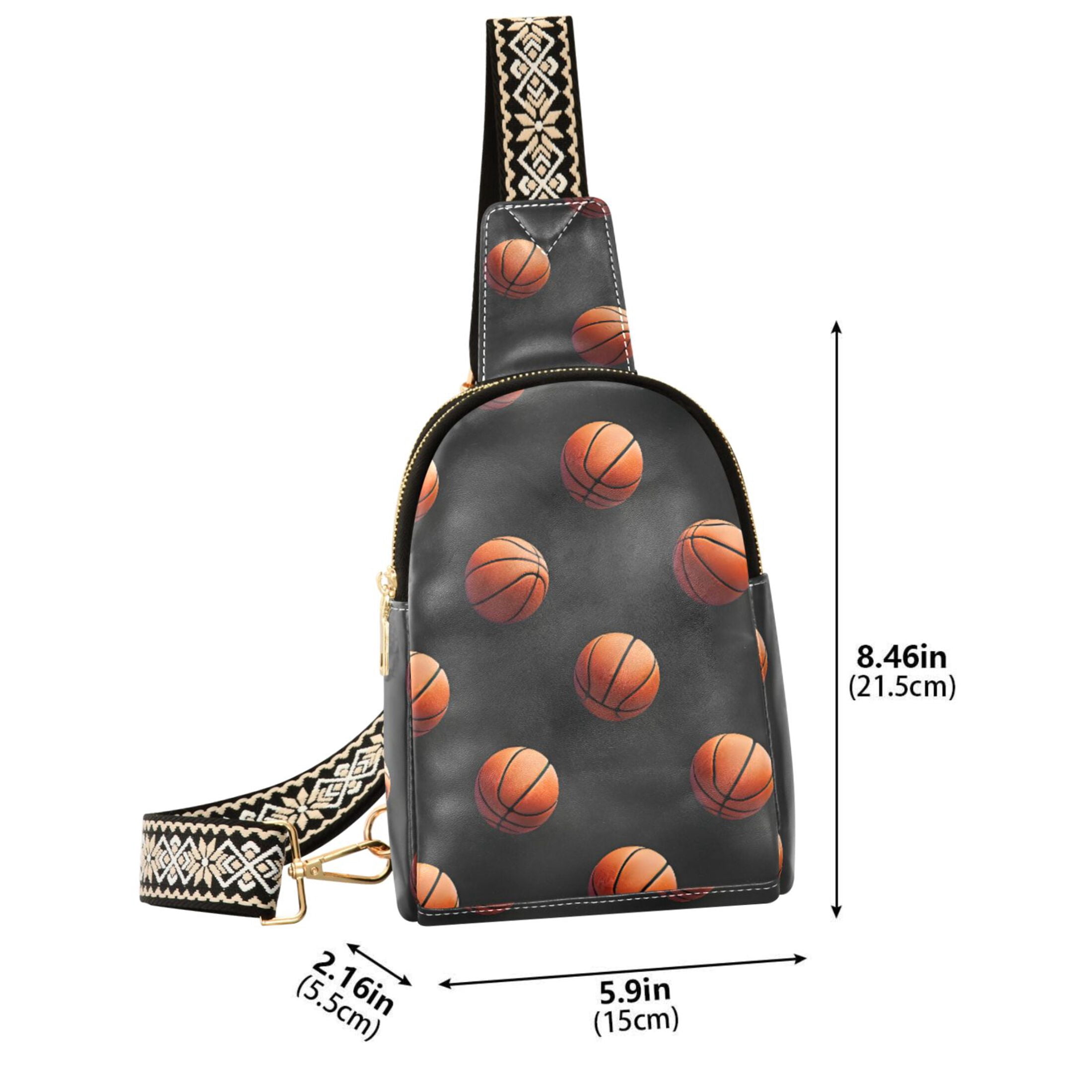 ALAZA 3d Basketballs Sling Bag for Women Men Waterproof Crossbody Chest Bags