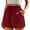 Red, variant on BLVB Womens Summer Cotton Linen Shorts Elastic Waist Drawstring Shorts Ruffle Wide Leg Casual Beach Shorts with Pockets