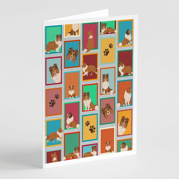 Lots of Sheltie Greeting Cards and Envelopes Pack of 8 7 in x 5 in