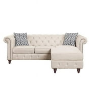 Linen L Shaped Sofa & Chaise, Beige