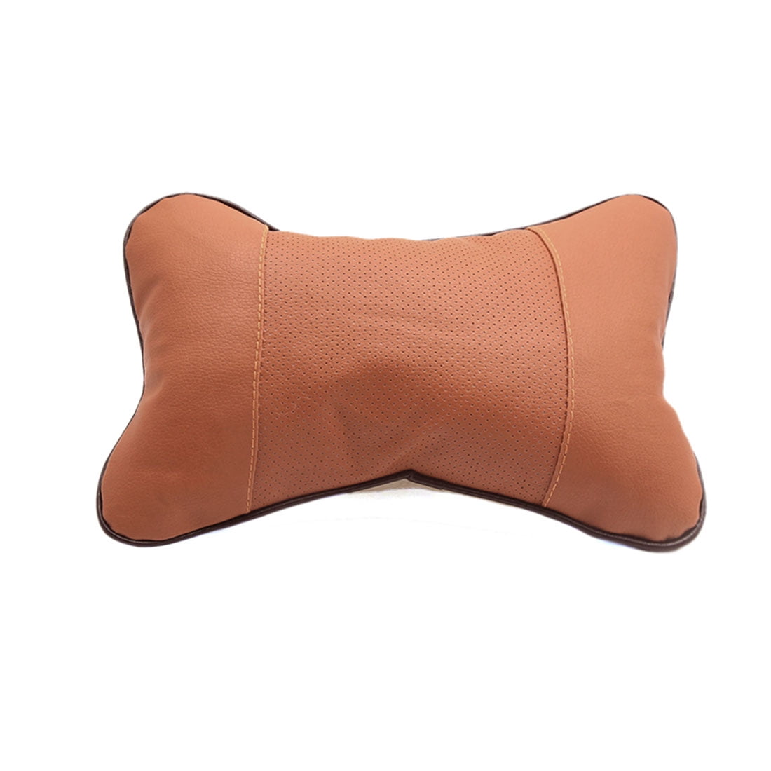 Headrest Pillow Seat Neck Rest Cushion Brown Faux Leather Bone Shape