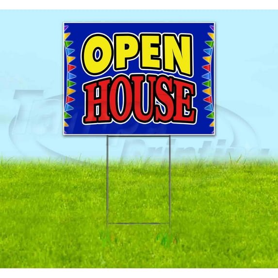 Open House (18" x 24") Yard Sign, Includes Metal Step Stake