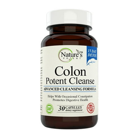 Nature's Potent - Colon Cleanse 15 jours de désintoxication à base de plantes avec supplément probiotique, feuille de séné, Graine de lin et Aloe Vera Gel, 30 capsules