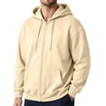 thumbnail image 2 of Mens Zip Up Hoodie Long Sleeve Fleece Casual Hooded Sweatshirts Athletic Full Zip Jacket with Pockets Camel L, 2 of 7