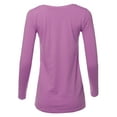 thumbnail image 3 of A2Y Women's Basic Solid Soft Cotton Long Sleeve V-neck Top T-shirt Dark Mauve XL, 3 of 3