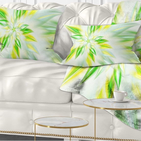 Designart Light Green Fractal Spiral Flower - Abstract Throw Pillow - 12x20