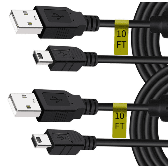 2 Pack 10ft Mini USB Fast Charging Data Cable for PS3 Controller PS Move TI84 Plus CE Camera