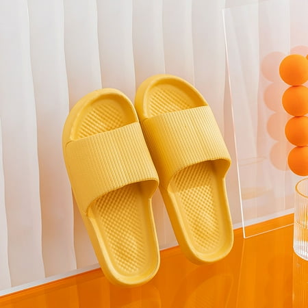 

Seasonal Savings! Womens Slippers Womens Mens Solid Color Slippers Super Soft Breathable Non-Slip Bedroom Home Slippers Yellow 40 SOPATENOR