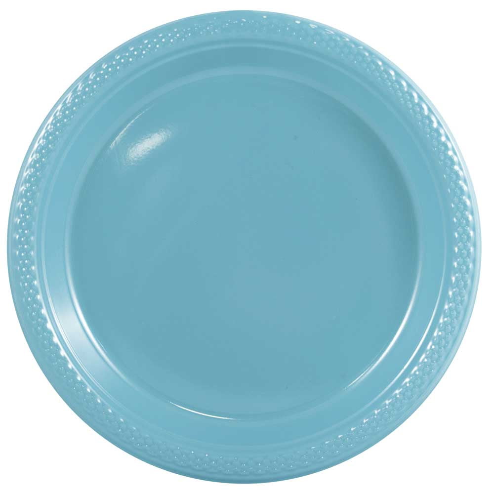 JAM Bulk Round Plastic Party Plates, Sea Blue, 200/Box, Medium, 9