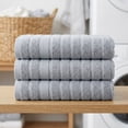 thumbnail image 5 of REGALWOVEN Cotton Hand Towels, Striped Pattern Decorative Comfort Towel for Bathroom, Travel, Camp Grey 2-Piece, 5 of 7
