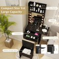 thumbnail image 3 of LDAILY Small Vanity Desk with Mirror and Lights, Modern Slim 3 in 1 Vanity Desk with Charging Station and Foldable Side Table, Compact Vanity with Hidden Chair and 2 Drawers for Bedroom (Black), 3 of 16