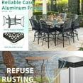 thumbnail image 6 of VIVIJASON 9-Piece Outdoor Patio Swivel Bar Set, All Weather Cast Aluminum Patio Bar Table and Chairs Set with 8 Cushioned Swivel Bar Stools, Large 64" Square Patio Bar Height Table, 6 of 7