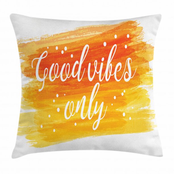 Good Vibes Throw Pillow Cushion Cover, Watercolor Art Modern