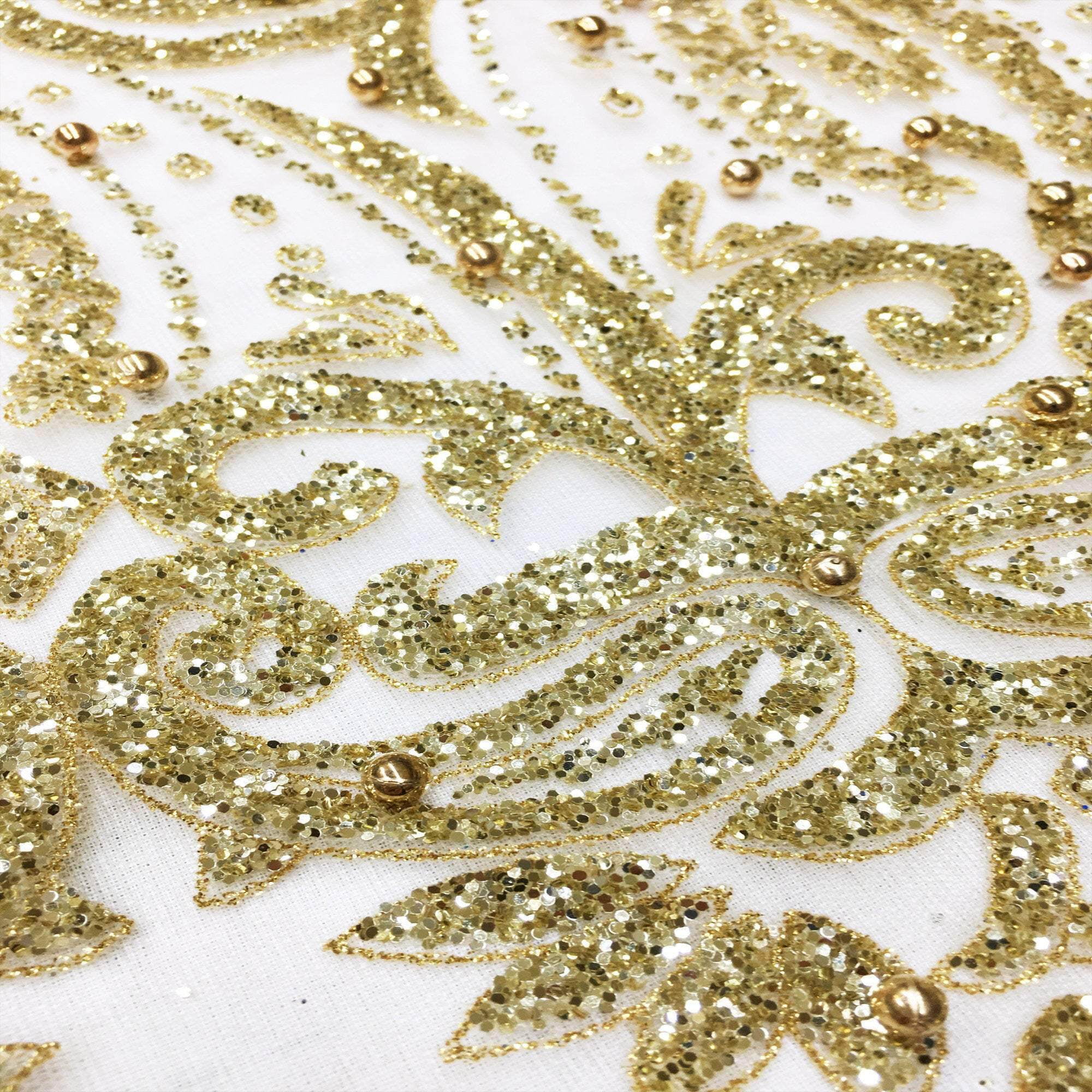 Faux Gold Glitter Fabric Gold Glitter by Willowlanetextiles 