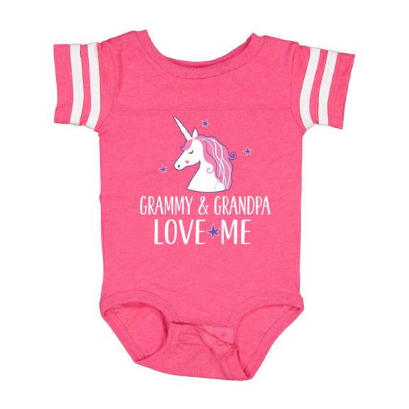 Inktastic Grammy and Grandpa Love Me Girl Unicorn Girls Baby Bodysuit