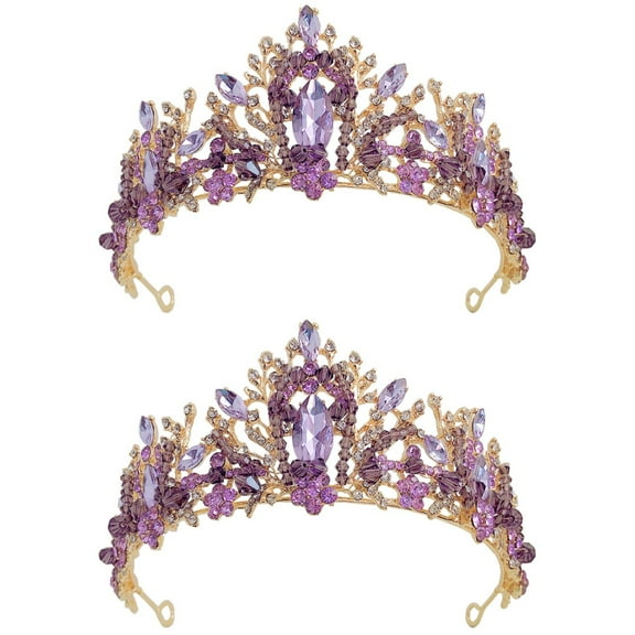 2 pcs Fashion Crown Bridal Queen Crown Wedding Tiara Bride Delicate Hair Jewelry