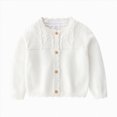 thumbnail image 2 of KPOPLK Fall Girls Knit Cardigan Sweaters Toddler Little Girls Long Sleeve Button up Cardigan Cover up Tops White Size 3-4 Years, 2 of 6