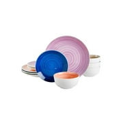 Gibson Home Color Vibes Fine Ceramic 12-Piece Dinnerware Set, Assorted Colors