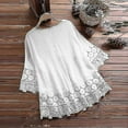 thumbnail image 3 of Women Vintage Lace Patchwork V-neck Flare Sleeve Ruffle Blouses, 3 of 4
